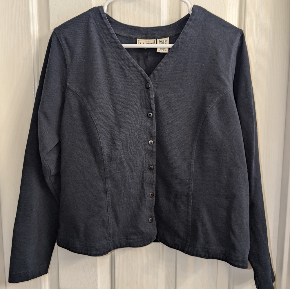 Large Black L.L. Bean Button Front Cardigan